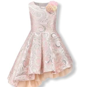 Asymmetrical silver jacquard brocade fancy dress